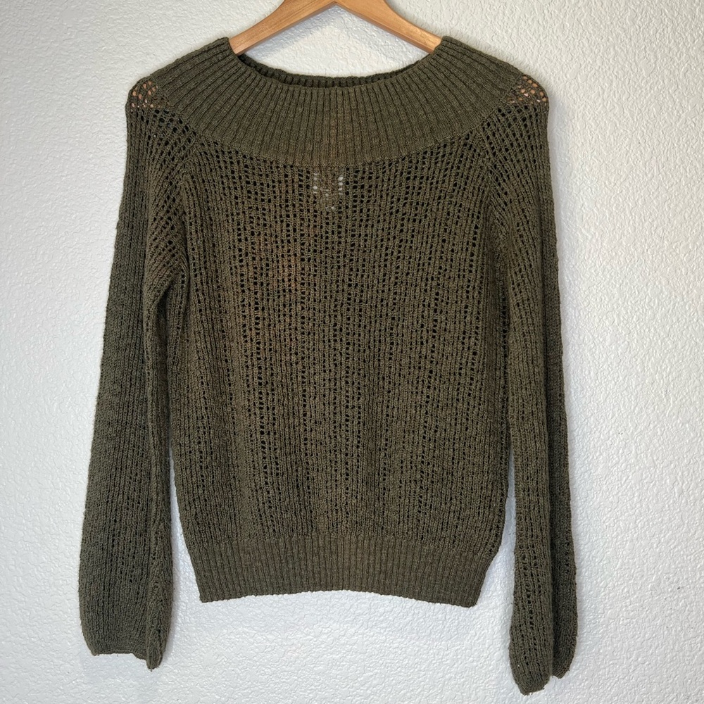 Billabong Dark Green Open Knit Sweater, S